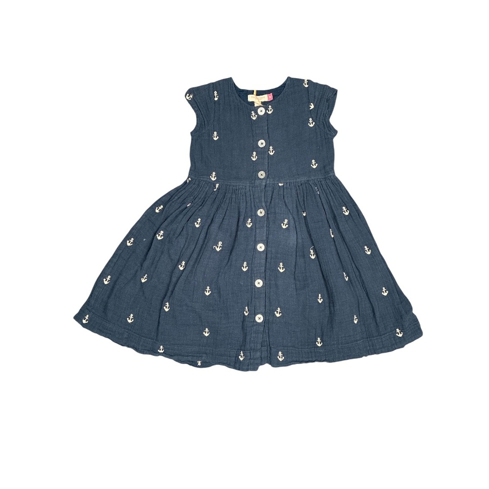 Pink Chicken Navy Blue Dress Kids Size 6